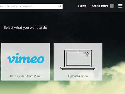 Share a video design share ui upload video vimeo website youtube