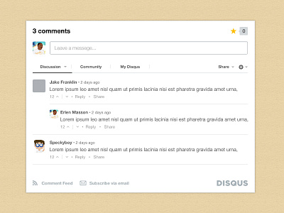 Disqus commenting plugin PSD box comment commenting design disqus freebie psd speckyboy ui ux vector