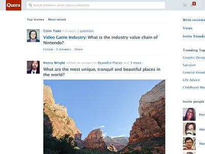 Quora Redesign clean feed light minimal quora red redesign social web design
