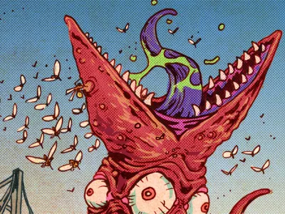 The Swarm vs Squid-thing illustration monsters