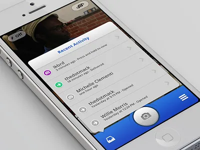 Snapchat Redesign - iPhone UI camera ios mobile photoshop popover rebound redesign retina snapchat ui user interface