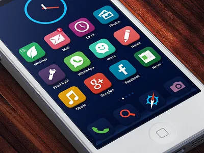 Ios7 Concept app apple call camera clock colorful colors facebook flashlight flat google icons ios 7 iphone ipod leaf mail music pencil photos safari search smartphone waze weather whatsapp