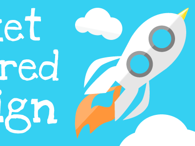 Rocket Powered Design clouds design flame flat rocket sky
