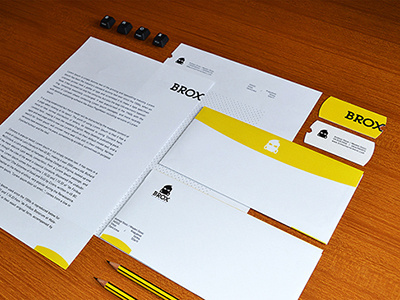 Brox Entertainment black and yellow branding brox entertainment graphic design identity skull logo stationery