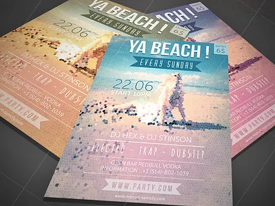 Ya Beach ! (Party Flyer) beach concept creative deejay dj dubstep electro flyer mockup party style trap vixen ya beach yabish