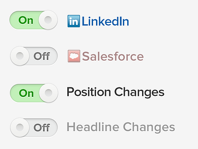 Dials buttons changes filter linkedin off on salesforce salesloft sliders switch toggle