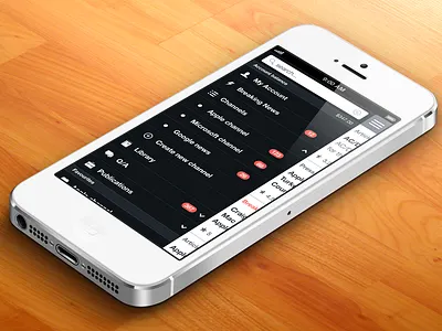 iPhone App Sidemenu flat iphone mobile news news reader search sidemenu