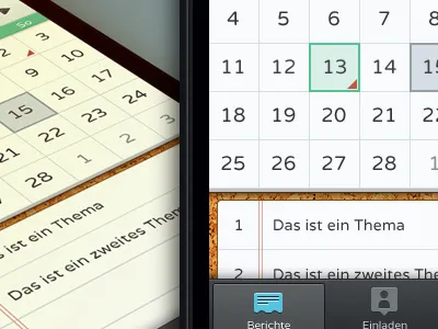 Daily report view buttons calendar cork design interface ios paper tab bar tableview ui ux