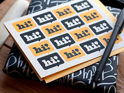 Hi! Hi! Hi! bubble card hi print screen print speech type typography yellow