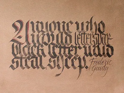 Calligraphy on wall black letter blackletter brush calligraphy kraft typography wall