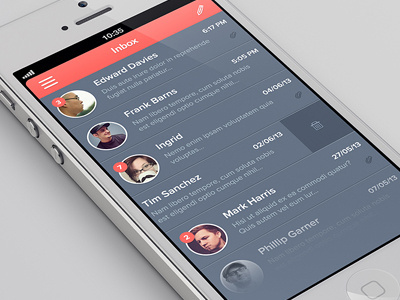 Inbox UI betraydan clean delete design flat flatui flatuicolors list mail minimal notification thread ui ux