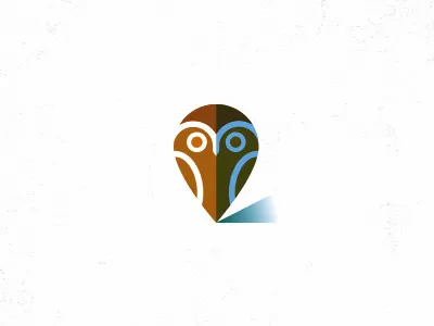 Owl Pin design graphic icon location logo owl pin smart wise