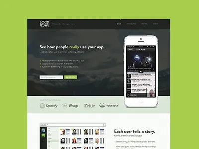 Lookback iphone landing page transat bold ui website