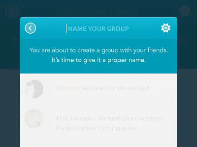 Change group name - IOS App app application blue chat conversation edit flat group ios ios7 members mobile name settings type white