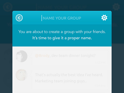 Change group name - IOS App app application blue chat conversation edit flat group ios ios7 members mobile name settings type white