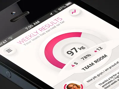 Weight Loss App Design android app application brandious chat clean design fat fitness ios iphone loss perfect pixel red room rose weight white