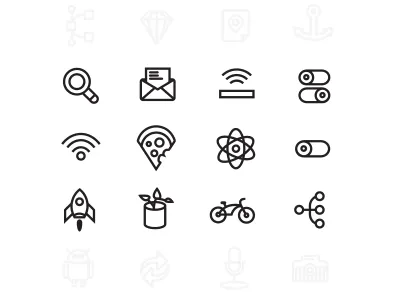 Othercircles set (2.0) atom bike free icons mail off on part pizza plant promo rocket sample set switch wifi