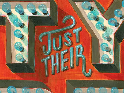 blue bulbs editorial lettering painted sign type