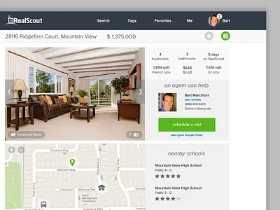 RealScout clean design flat html map photo profile ui web website
