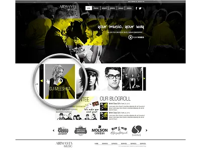 Airwaves 2013 Website Concept2 Homepage Yellow air airwaves music best brand branding color design dj dribbble favorite fun music popular waves webdesign website design website redesign wine dealer yellow