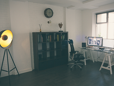 Working space brick cinema cool display flat ipad lamp loft mac new pro renovation space