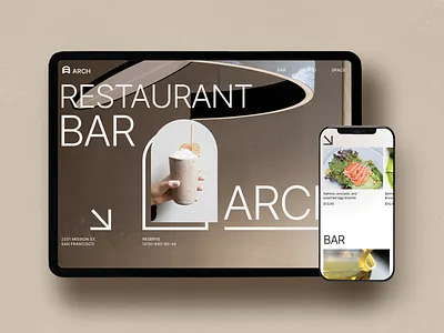 Arch Bar - Website design bar brown cafe clean cocktails design eat figma food food landing page food website minimal pub responsive design restaurant restaurant design ui uiux ux webdesign