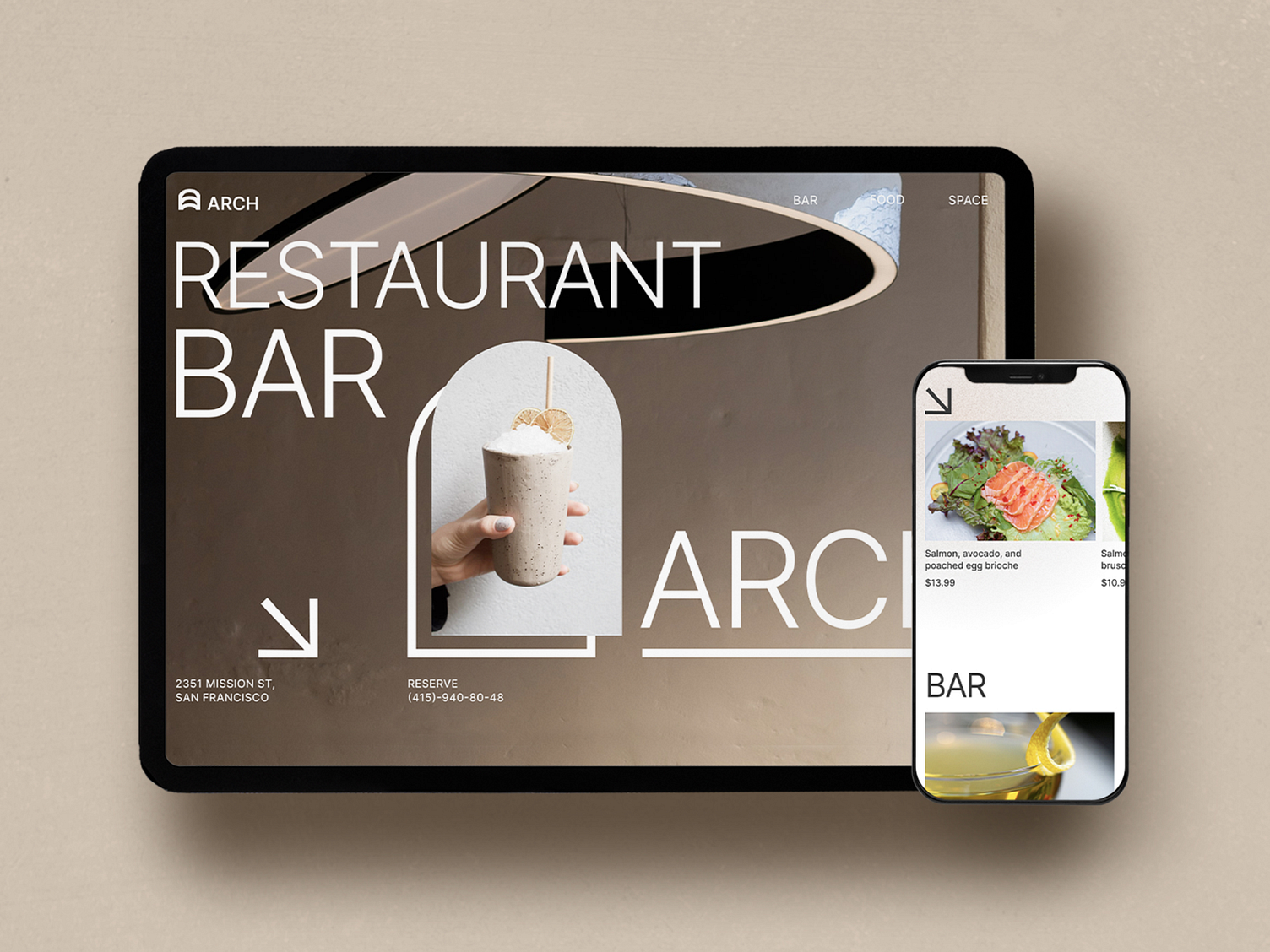 Arch Bar site design by Creatonna on Dribbble