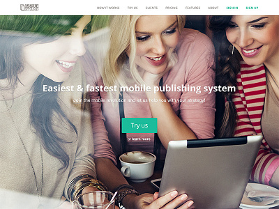 IssueStand landing page v2. call to action flat landing landing page photo web web design webdesign website