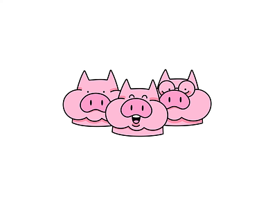 Little pigs animations 2d after effects animation character design emoji emotions fear freelance gif illustration lottiefiles pig smile vector wink