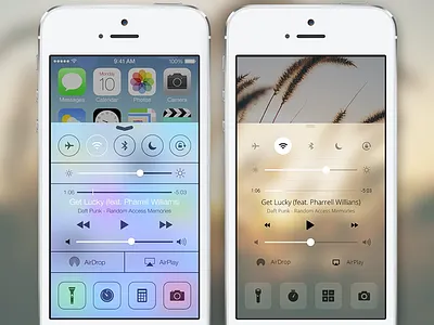 iOS 7 Control Center Redesign apple control center flat flatland interface ios ios 7 iphone mobile redesign reimagine ui user