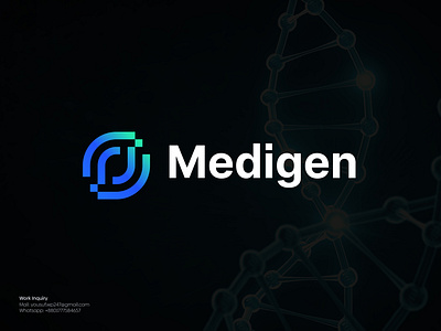 Medigen Logo Design | Modern Medical Health and Gene Logo Idea a b c d e f g h i j k l m n brand identity branding branding agency designer dna gene gradient logo health icon logo logo design logotype medical minimalist logo modern logo monogram o p q r s t u v w x y z research symbol