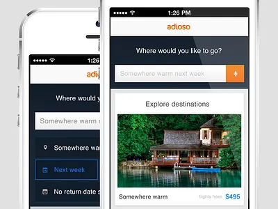 Adioso for iOs app ios iphone natural language input nlp search travel voice