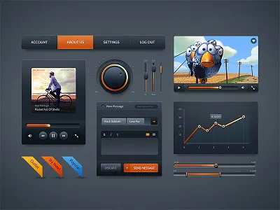 Dark Velvet UI Kit dark interface pixelkit ui ui kit