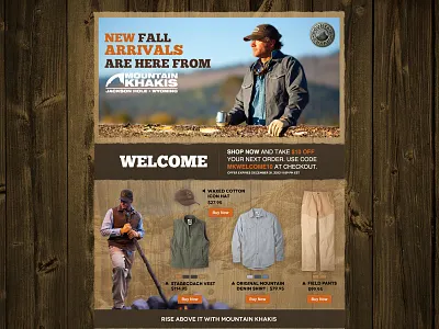 Mountain Khakis Landing Page + PPC Ads branding clothing dark fashion men outdoors ppc wood