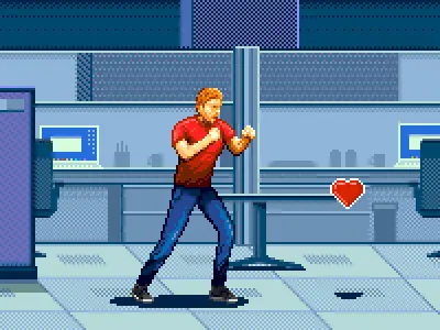 16-Bit Facebook Cover Image 16 bit office pixels retro sega side scroller video game