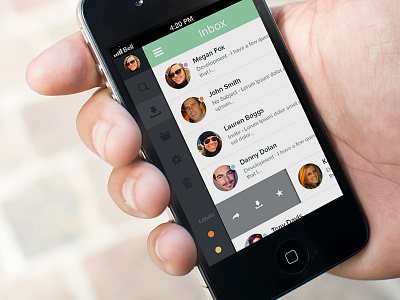 Email iPhone App app application clean email inbox ios iphone mail side navigation simple upload