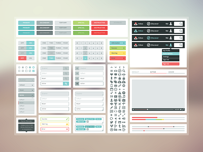 Carbon UI Kit alerts bars buttons dropdown flat freight sans iconography inputs navigation player popovers sliders switches tags ui ui kit
