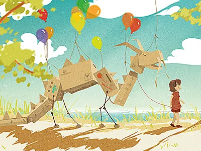 My Dragon art balloons boxes clouds dirclumsy dragon illustration illustrator nagy peter photoshop sea summer sun vector