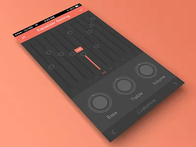 Music Equalizer Setting bass bluroon dark equalizer flat ios mobile music orange setting treble ui ux volume