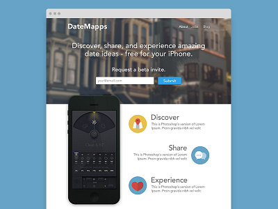 DateMapps Landing Page design interface landing page minimal ui ux web web design