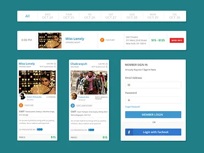UI Elements clean festival films flat minimal sign in ui ux web web design