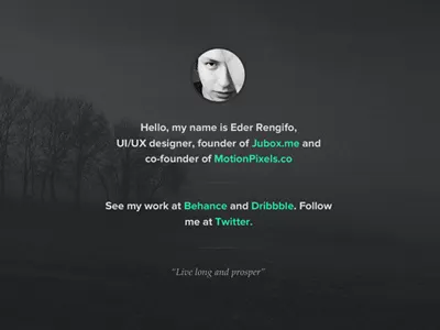 New Personal Web black eder landing page personal peru rengifo simple trujillo ui ux web website