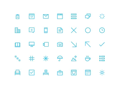 35 Thin Icons Set app icons flat icons furniture icons icon set line minimal simple thin icons ui umbrella vector