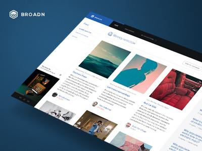 Broadn Homepage broadn discussion feed homepage horizontal scroll interface landing music player controls tracks ui website