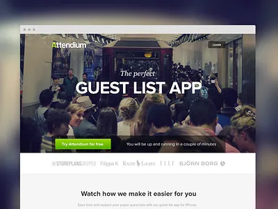 Guest list app, WIP brandning design draft ios iphone one page photoshop ui user interface ux web design