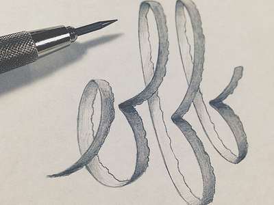 Off 3d illustration lettering pencil ribbon script sketch tear type typography