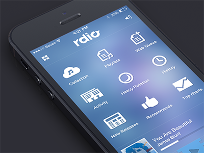 Rdio ios7 app fun ios7 practise redesign seven ui