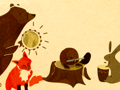 Montana Jam animals bear beaver dancing digital fox rabbit watercolor