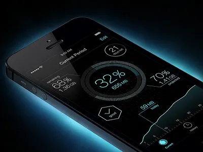 iOS 7 Data Usage App app apple flat futuristic interface ios ios 7 iphone iphone app sci fi tron ui