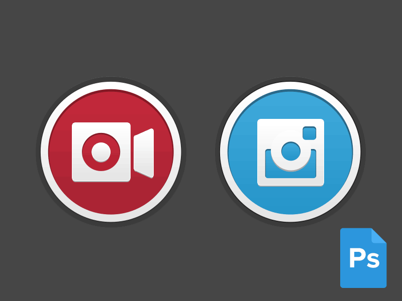 Flat Instagram Buttons button buttons flat free freebie instagram ios ios7 iphone mobile psd psddd